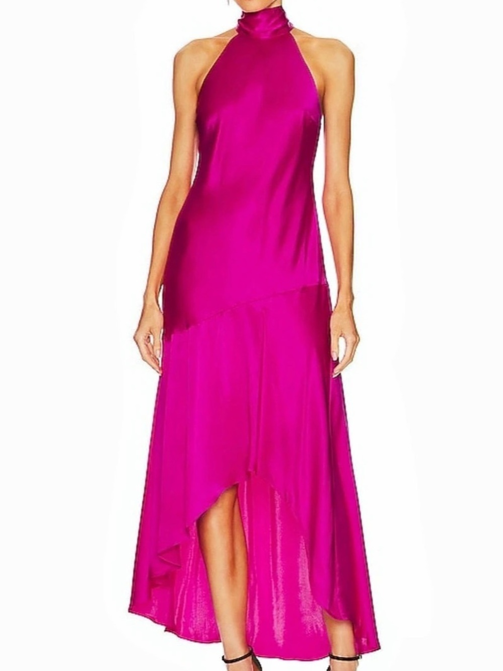 Stunning FRAME Draped Neck-Tie Halter Dress in vibrant Magenta. Originally retai